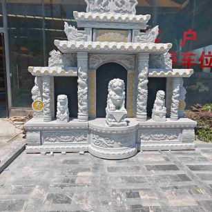平顶山芝麻白中国黑石材套墓 花岗岩墓碑